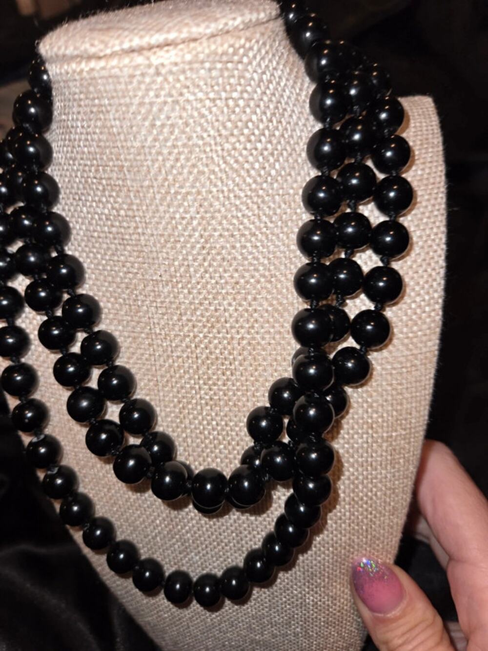 Vintage complete black glass beads